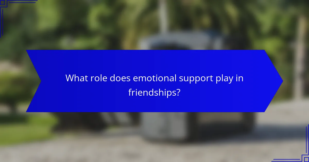 What role does emotional support play in friendships?